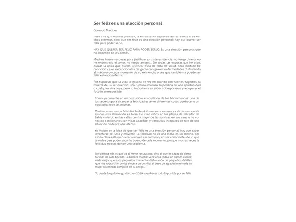 Texto "Se feliz es una elección personal"