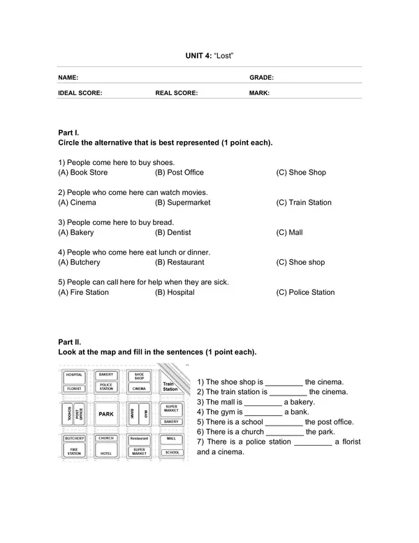 Evaluacion de Ingles 6 Basico: Lost