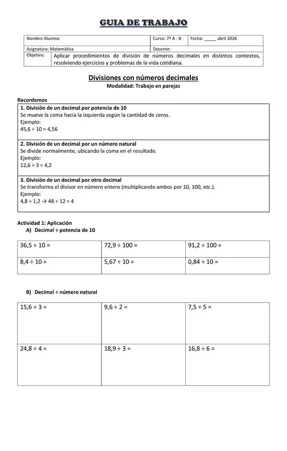 Guia division de numeros decimales
