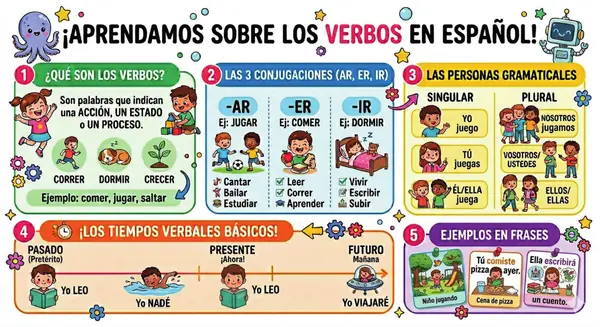 Guía cuadernillo imprimible "¡Aprendamos sobre los verbos!"