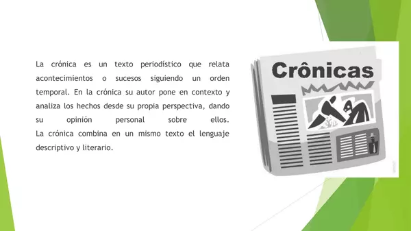 presentacion Lenguaje Primero Medio, la Cronica con actividades y revision de ejemplos