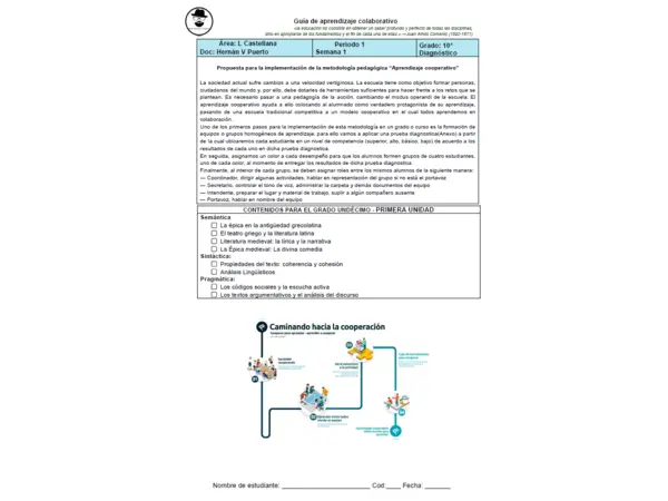 11M1SEM1 - Introducción aprendizaje cooperativo, diagnostico