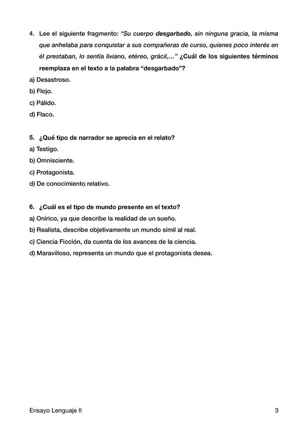 Ensayo SIMCE Lenguaje, "2dos medios" 