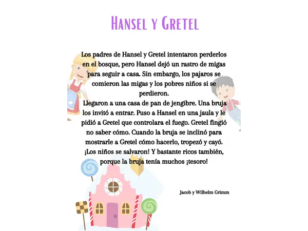 Hansel y Gretel secuencia narrativa 