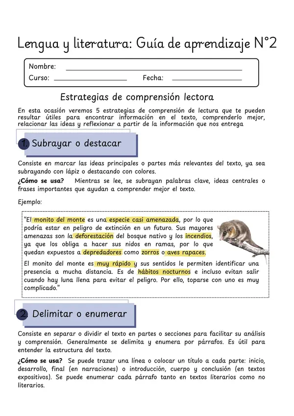 Estrategias de comprensión de lectura