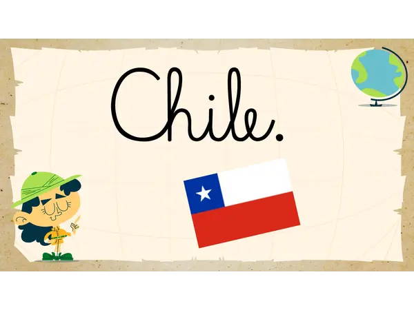 Chile junto a la cordillera de los Andes y el océano Pacífico.