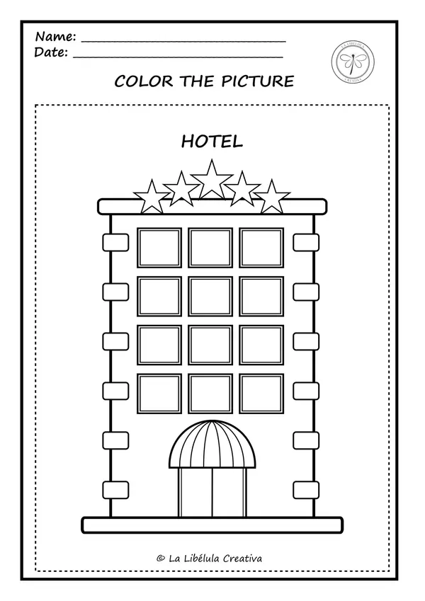 Worksheets Coloring City Buildings Places Craft Decorate
