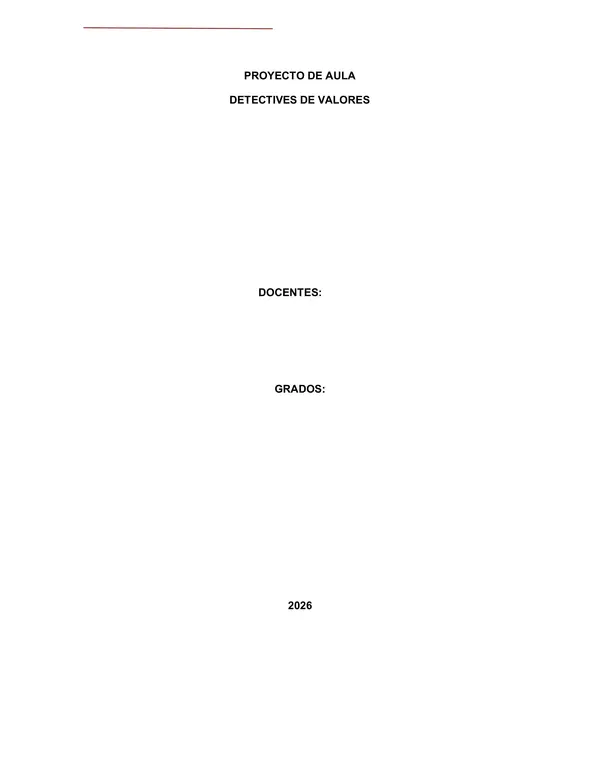 Proyecto de aula sobre valores