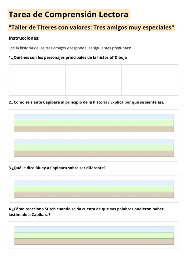 Taller de Títeres con valores. Tema: La discriminación. 