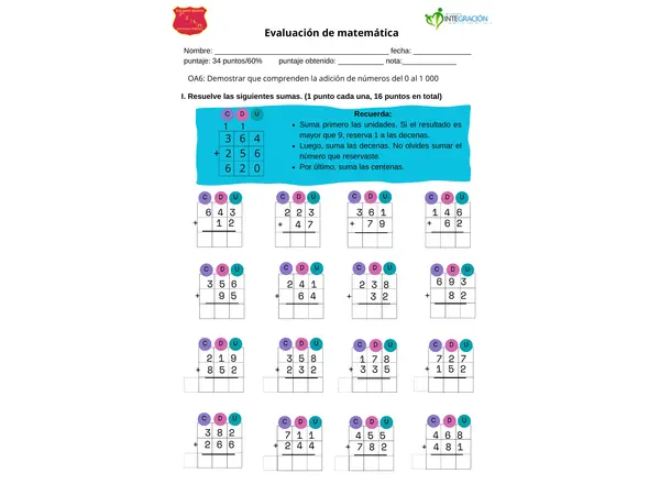 Prueba adecuada matemática 