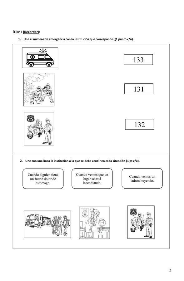 Evaluación oficios, trabajos y productos