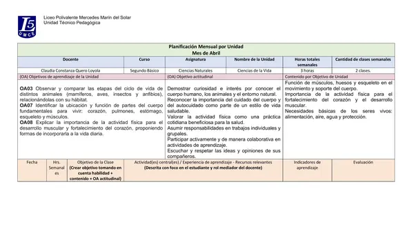 Planificación n°2 Ciencias Naturales