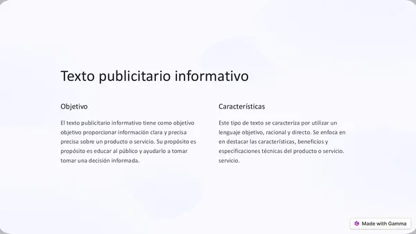 Tipos de texto publicitario