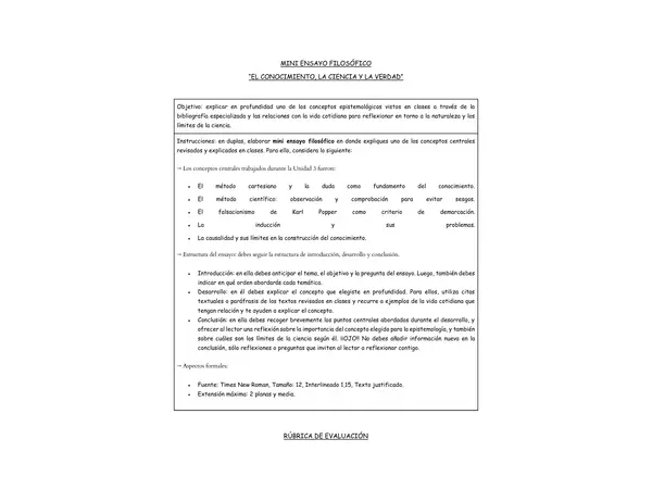 MINI ENSAYO — EPISTEMOLOGÍA