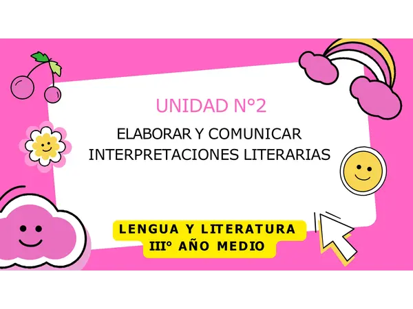 PPT INTRODUCCIÓN UNIDAD 2: "ELABORAR Y COMUNICAR INTERPRETACIONES LITERARIAS" III° M