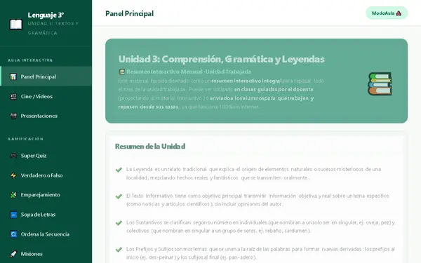 Lenguaje y Comunicación 3° Básico (Agosto) , WEB PARA AULA, ACTIVIDADES GAMIFICADAS