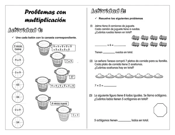 Guía de trabajo - Problemas con multiplicación