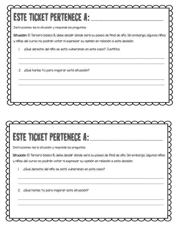 Derechos de los niños (ticket de salida)