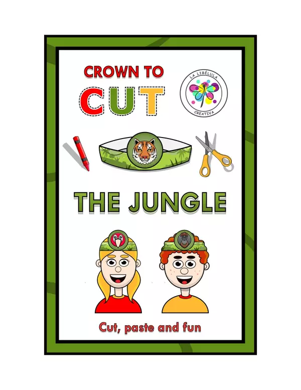 Crowns Hat Craft to Cut Jungle Animals Play Color