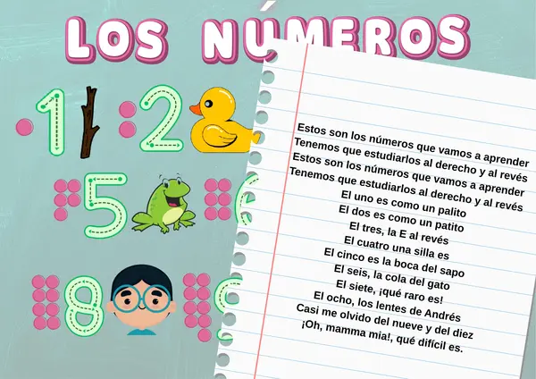 “Cantando los números: lámina educativa del 1 al 10”