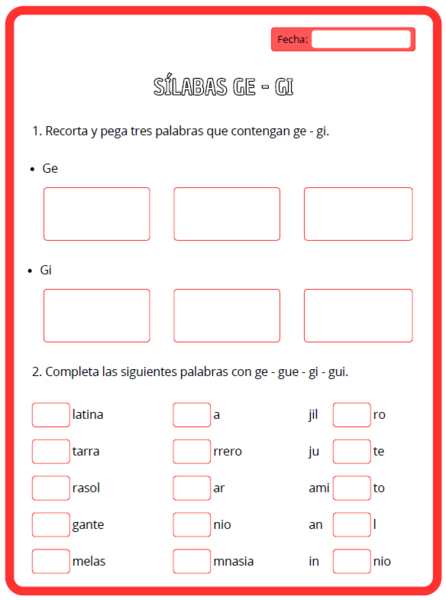 Sílabas ge - gi