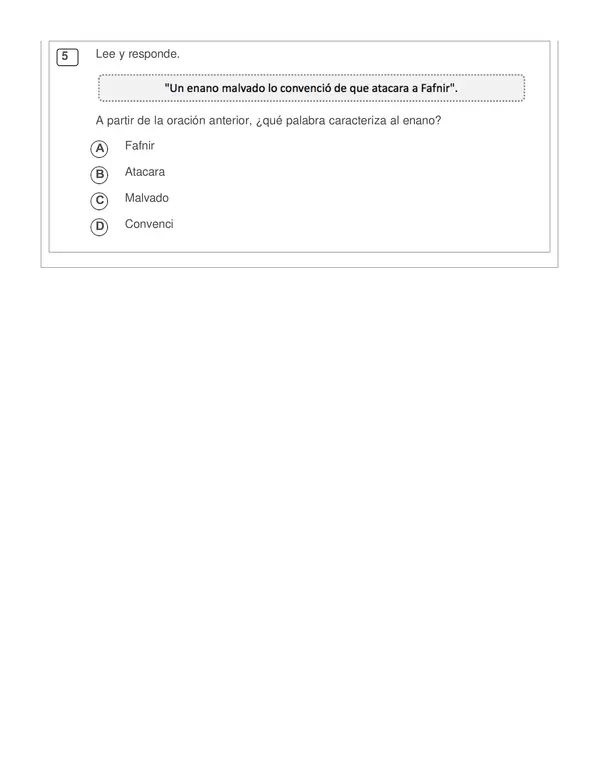 Evaluación tipo SIMCE Lenguaje