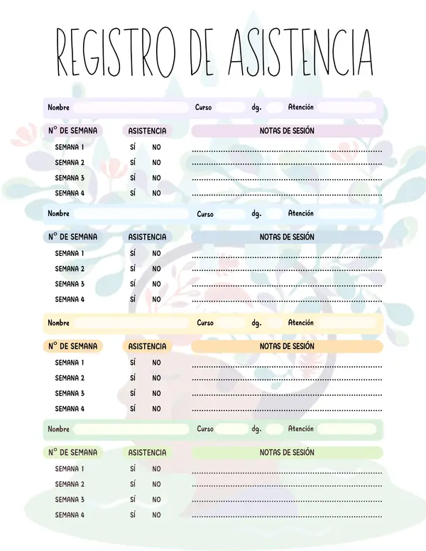 Registro de asistencia PIE