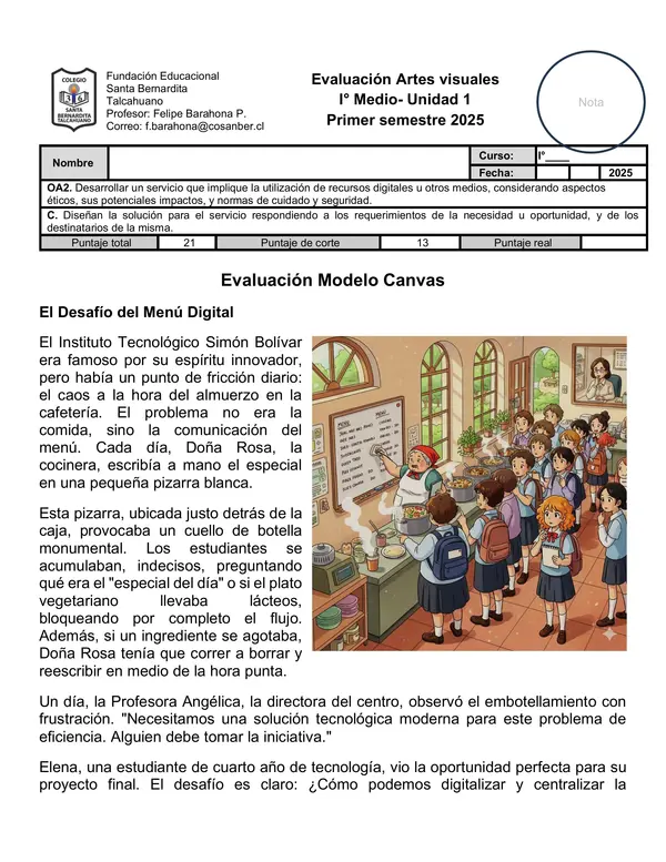 1° medio- Tecnología- Unidad 1- Modelo canvas