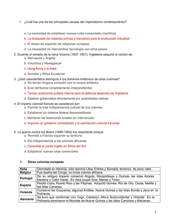 Guía de aprendizaje Imperialismo