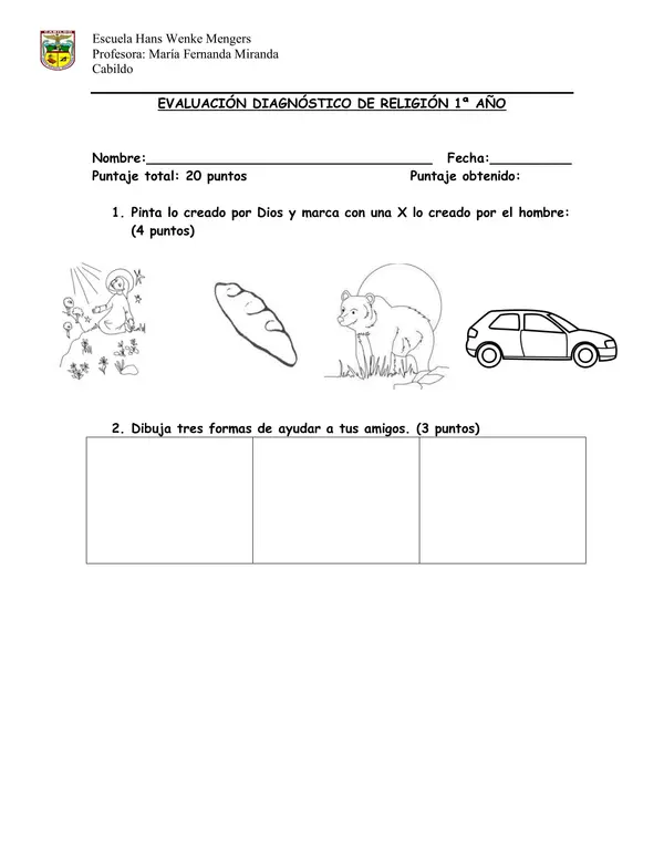 Evaluacion diagnostica religion