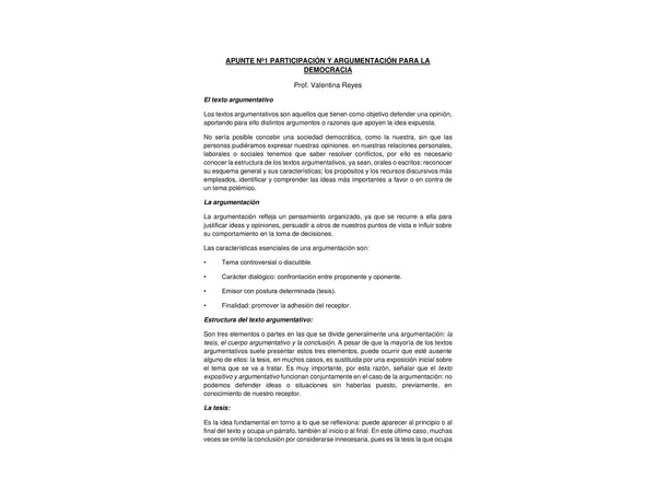 GUIA APUNTE "PARTICIPACION Y ARGUMENTACION PARA LA DEMOCRACIA"