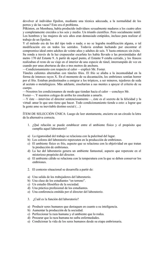 Evaluación Lenguaje y Literatura - 4° Medio - Unidad 2