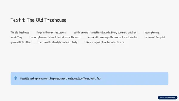 Fill in the blanks with the most appropriate verbs for the coherence of the text