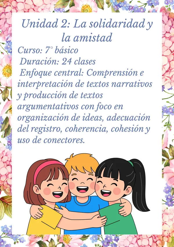 PLANIFICACIÓN UNIDAD AMISTAD Y SOLIDARIDAD 7°BASICO