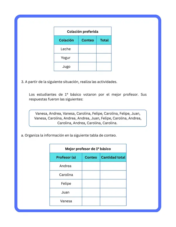 1° básico - Cuadernillo: Registro e interpretación de datos