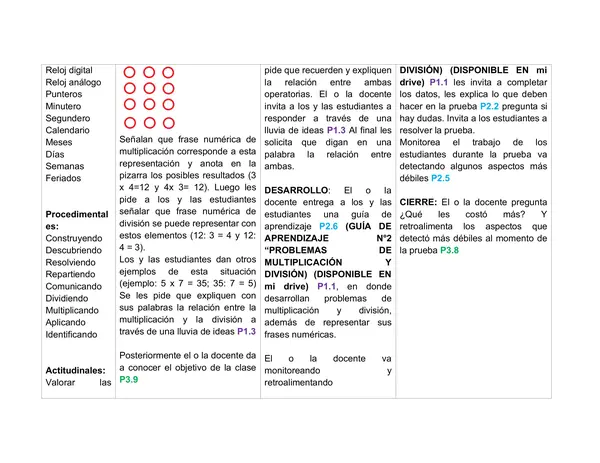 Planificación Clase a Clase: Septiembre | Matemática Tercero Básico