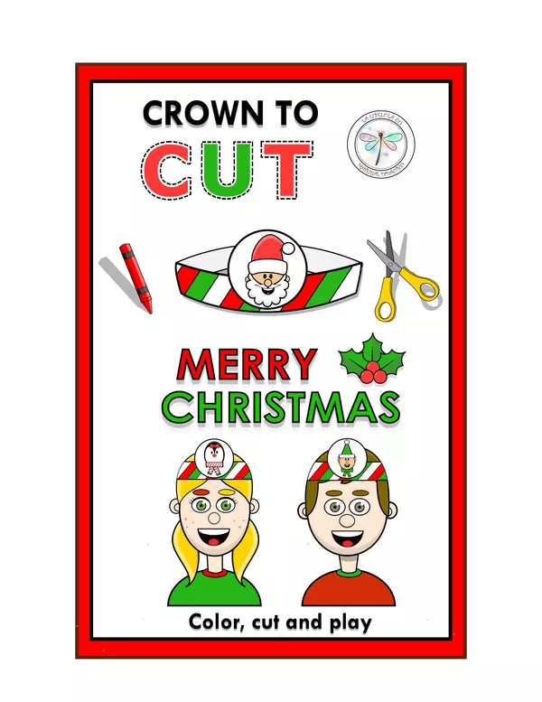 Crowns to Cut Christmas Santa Claus Coronas para recortar Navidad Colores