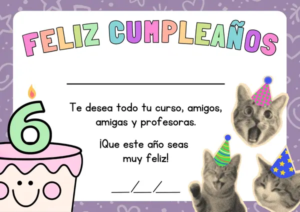Diplomas de cumpleaños Michis