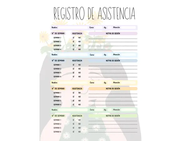 Registro de asistencia PIE