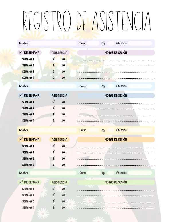 Registro de asistencia PIE