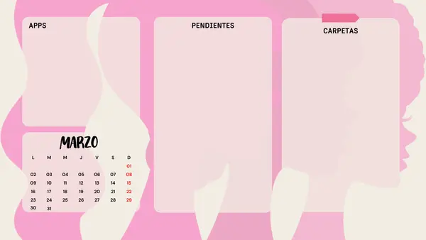 Fondo de Pantalla Organizador para PC – Apps, Carpetas y Pendientes + Calendario Mensual