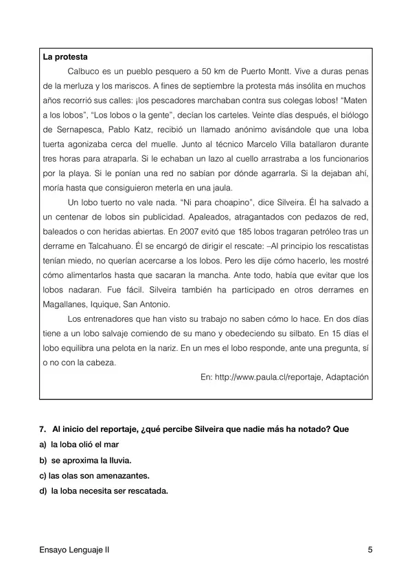 Ensayo SIMCE Lenguaje, "2dos medios" 