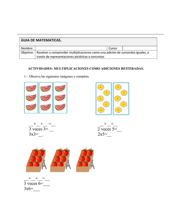 Guía de multiplicación ( Suma Iterada)