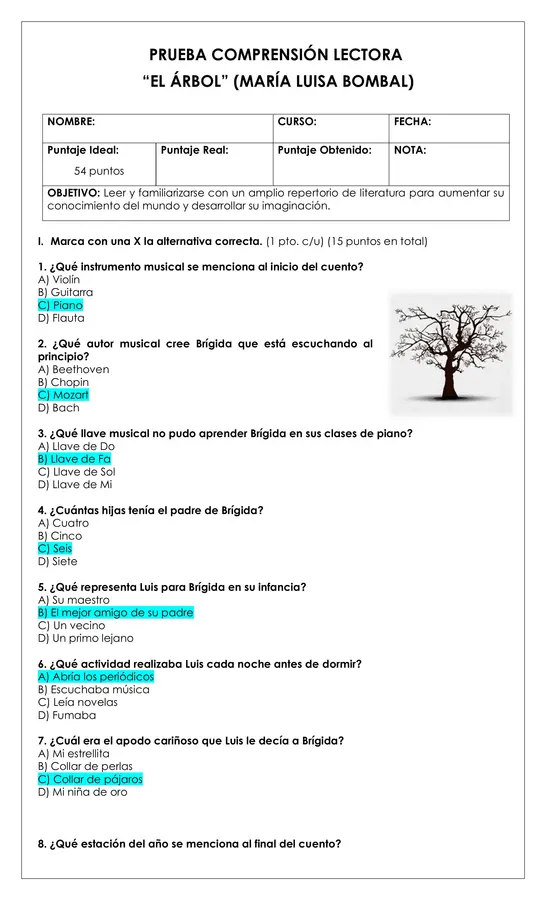 Prueba Lectura - El árbol
