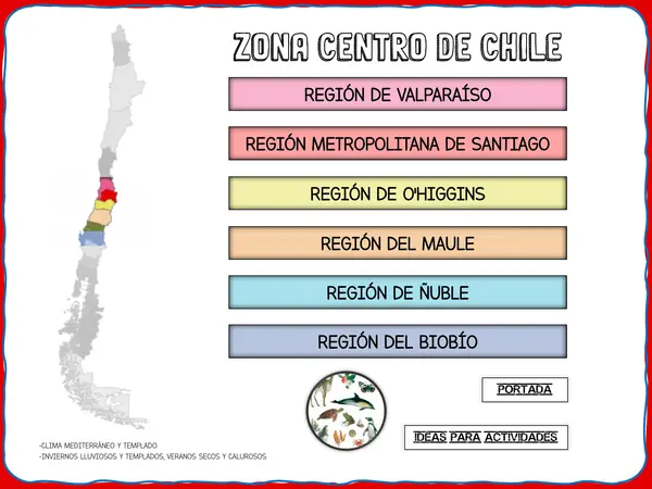 Zona Centro de Chile. Recurso de apoyo visual. 