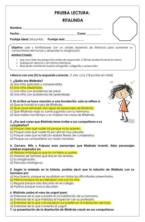 Prueba Lectura - Ritalinda