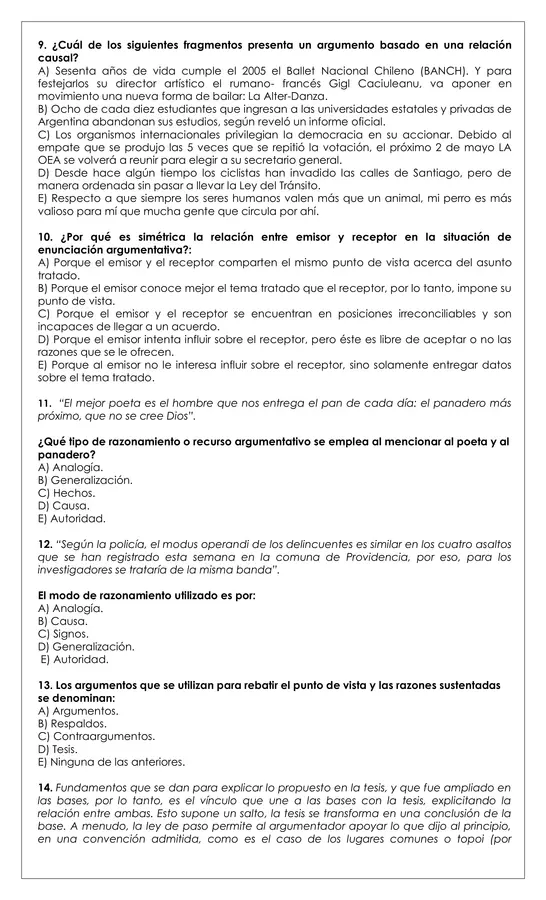 Prueba o guía evaluada - 8° básico - Texto argumentativo (Lengua y literatura)