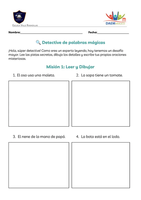 Guía Lenguaje: Detective de palabras mágicas 1° Básico (Lectura y escritura)