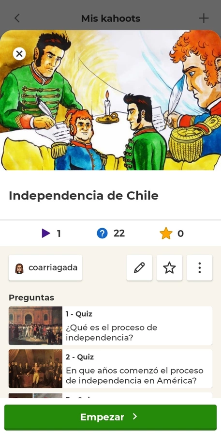 Kahoot Independencia de Chile 