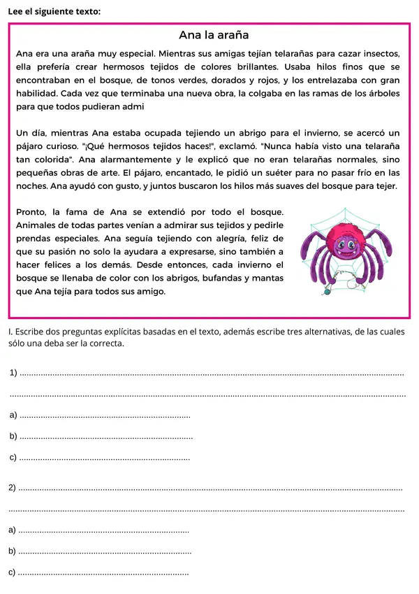 Habilidad de formular preguntas sobre el texto